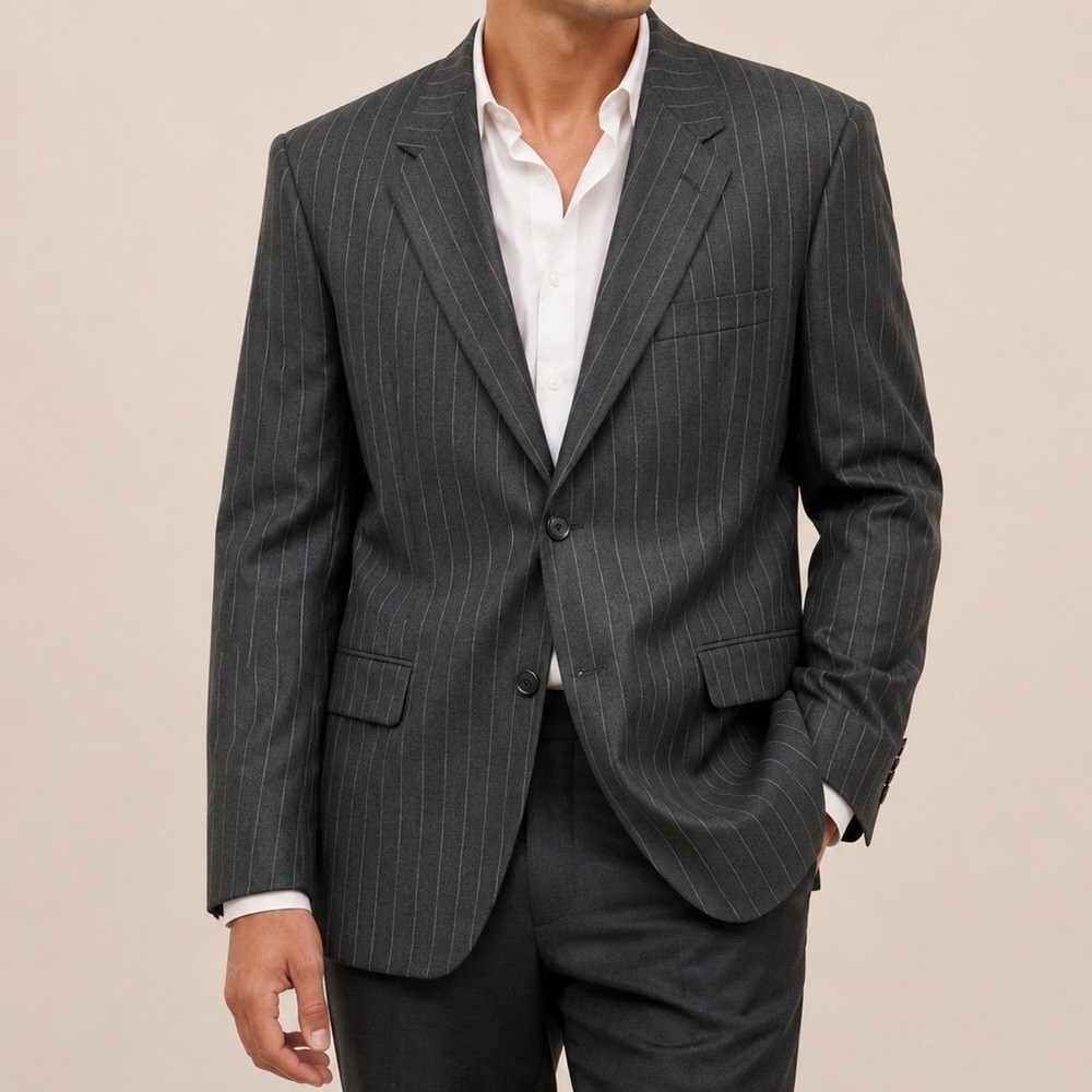 Ermenegildo Zegna Coppley Wool Pinstripe‎ Blazer Charcoal Grey Suit Jacket 46R